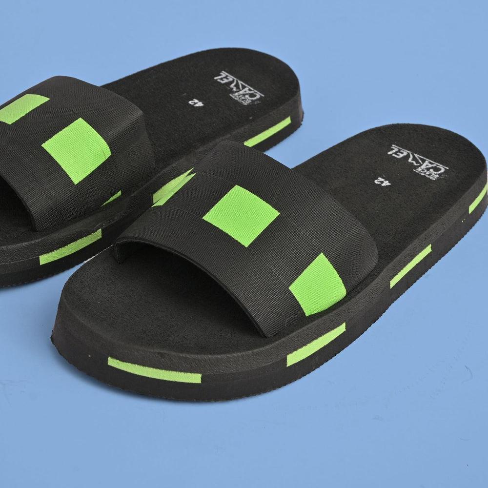 Black & Green Classy Comfort Slides / Slippers